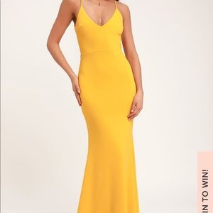 Lulu’s “infinite glory golden yellow maxi dress”